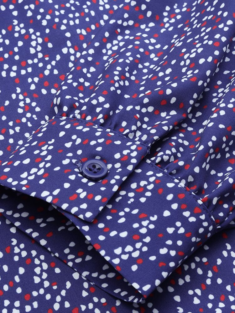 Polka Dot Print Cuello Redondo Cremallera Trasera Casual Vestidos Largos De Manga Larga