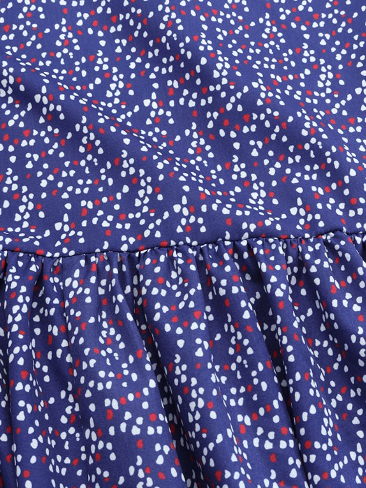 Polka Dot Print Cuello Redondo Cremallera Trasera Casual Vestidos Largos De Manga Larga