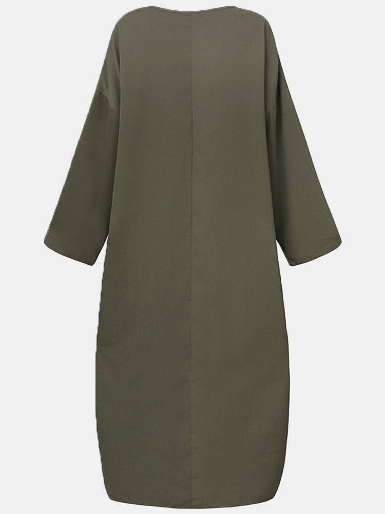 Vestido Casual Con Dobladillo Alto-bajo Y Cuello En V De Color Sólido Para Mujer