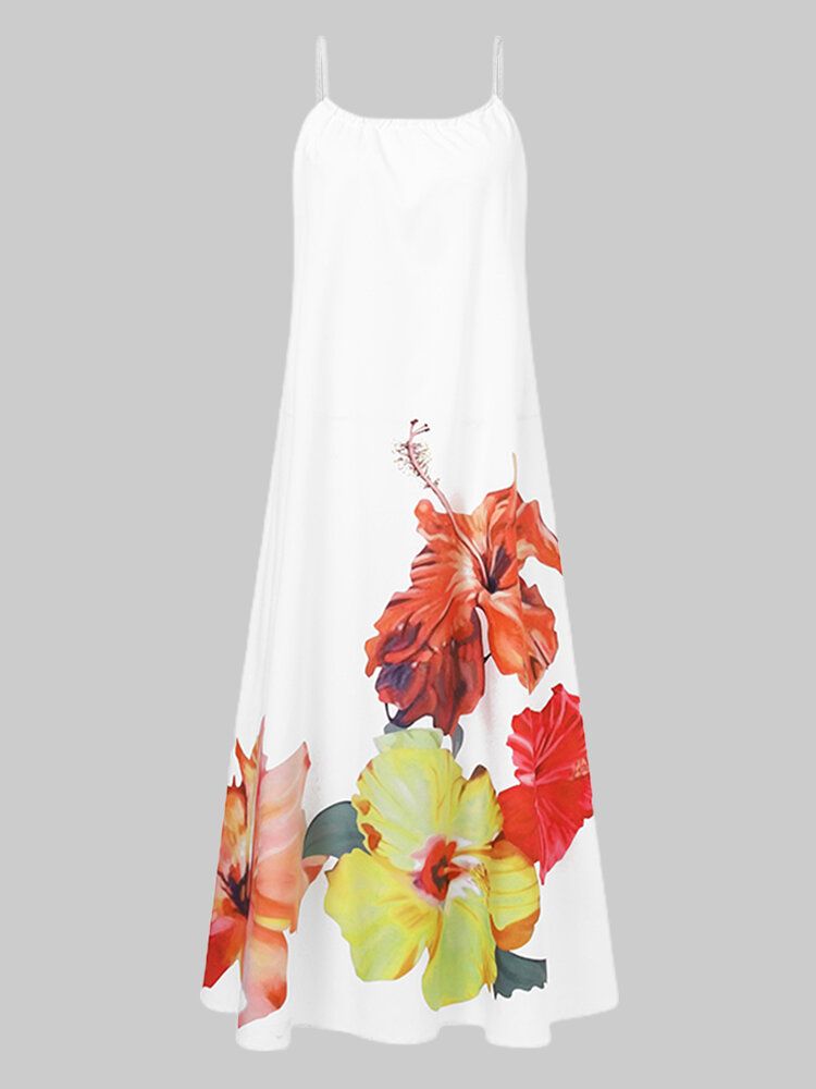 Vestido De Piso Elegante Con Estampado De Flores Para Mujer Big Swing Holiday