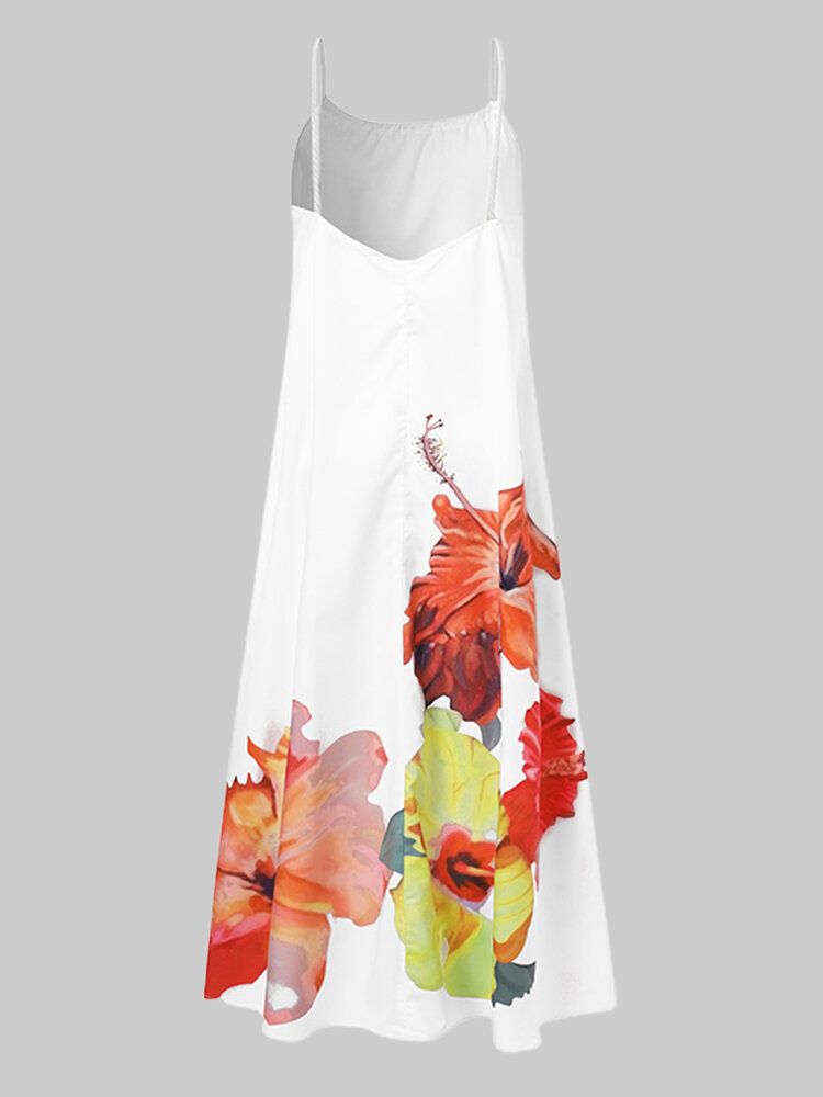 Vestido De Piso Elegante Con Estampado De Flores Para Mujer Big Swing Holiday