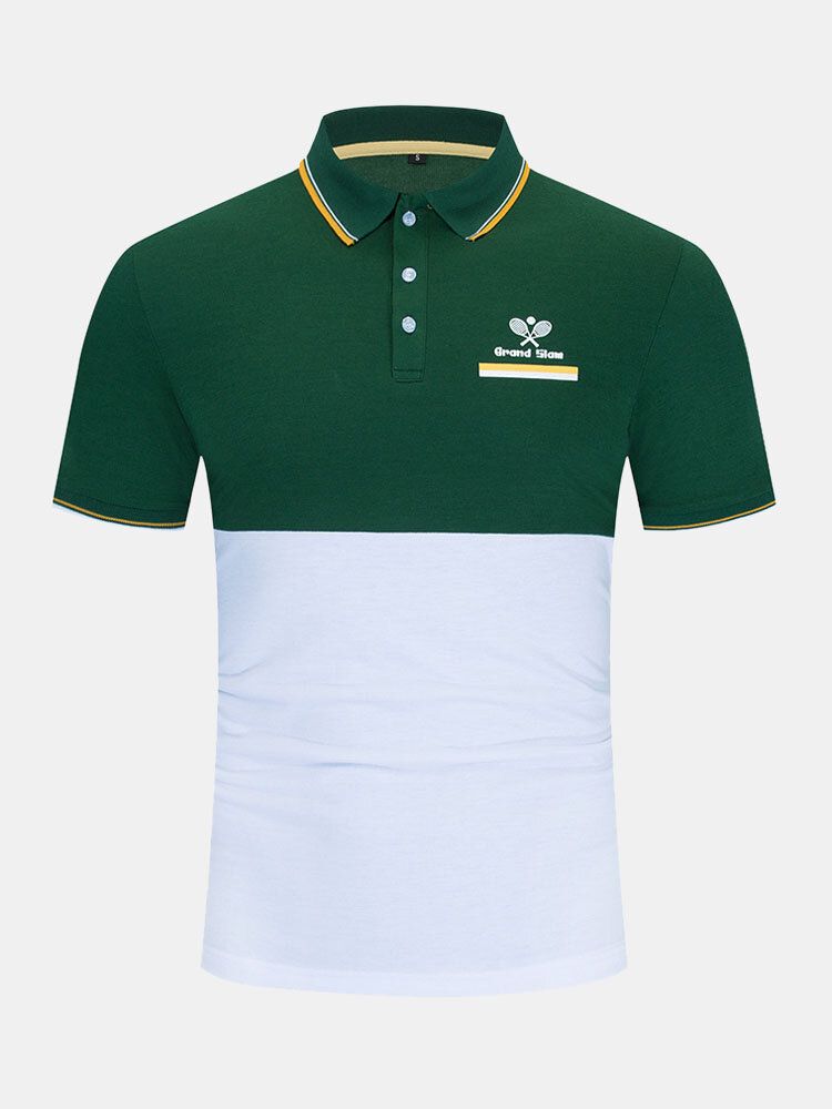 Camisas De Golf 100% Algodón De Negocios De Retazos Causales Para Hombre