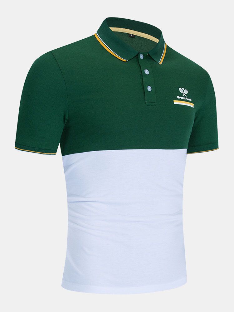 Camisas De Golf 100% Algodón De Negocios De Retazos Causales Para Hombre