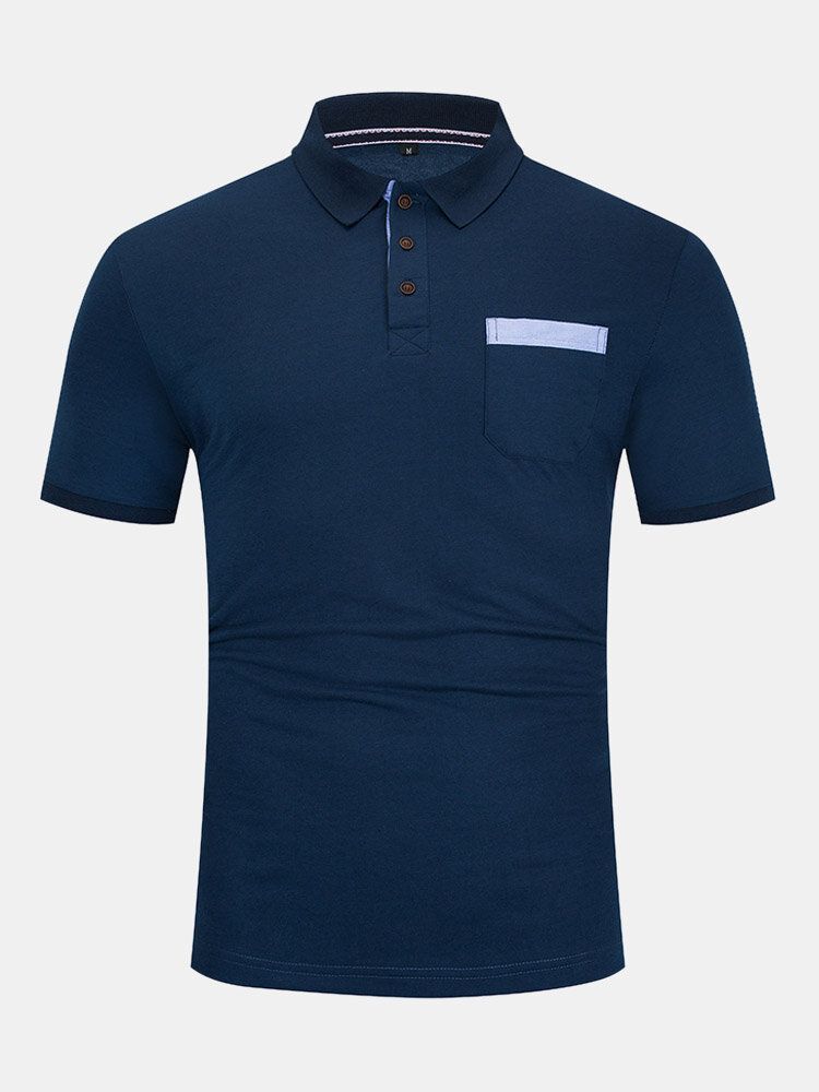 Camisas De Golf De Algodón Con Bolsillo De Color Sólido Para Hombre De Negocios