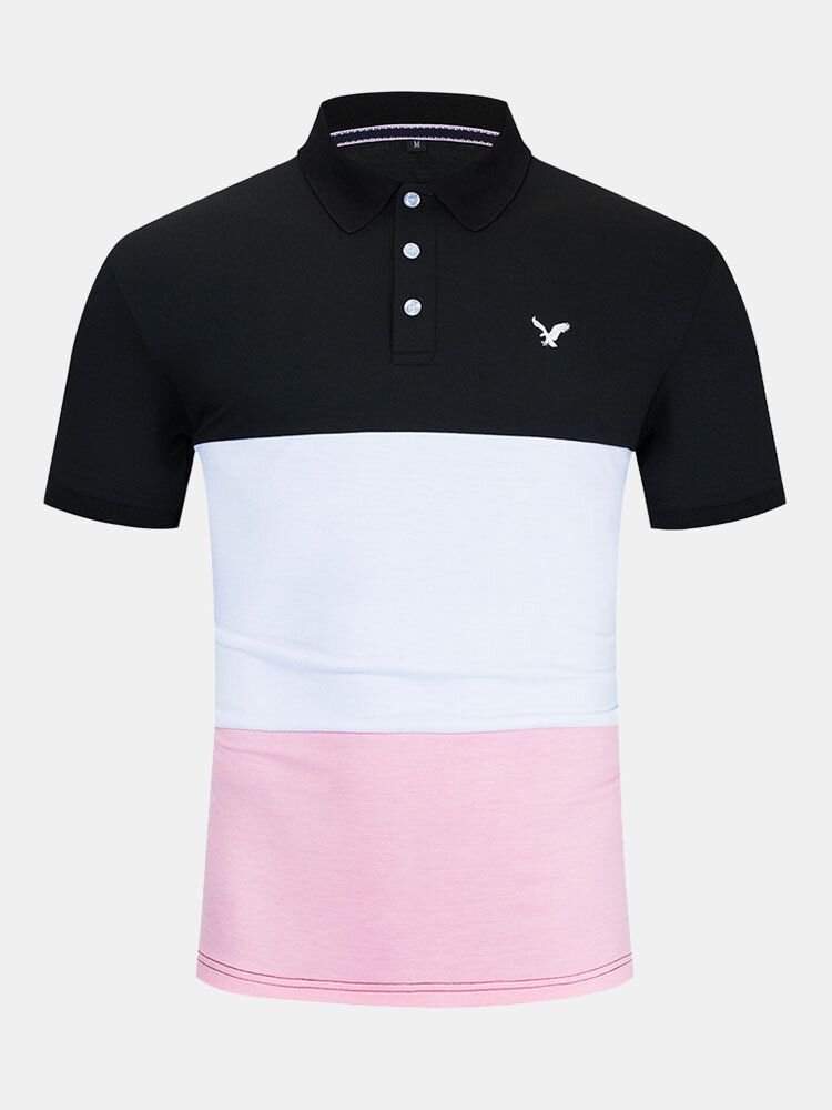 Camisas De Golf Casuales De Algodón Con Botones De Retazos De Negocios Para Hombre