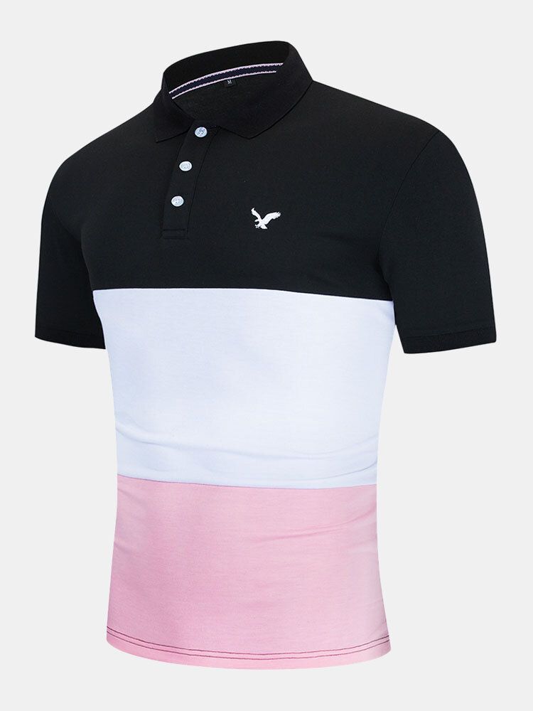 Camisas De Golf Casuales De Algodón Con Botones De Retazos De Negocios Para Hombre