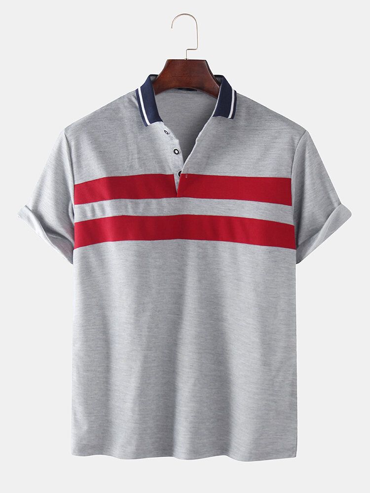 Camisas De Golf Casuales Con Botones Abiertos En Bloque De Color Para Hombre