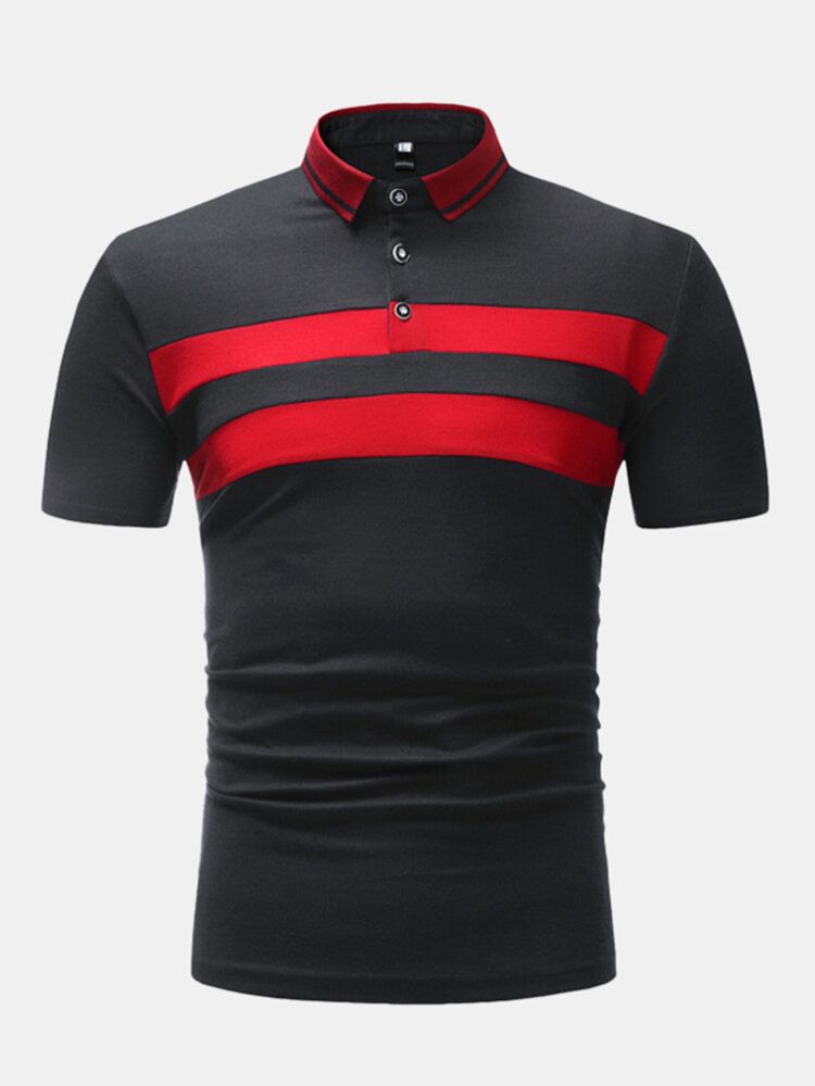 Camisas De Golf Casuales Con Botones Abiertos En Bloque De Color Para Hombre