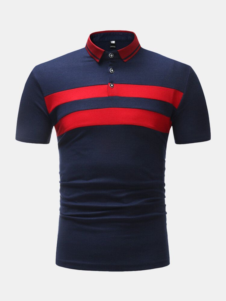 Camisas De Golf Casuales Con Botones Abiertos En Bloque De Color Para Hombre