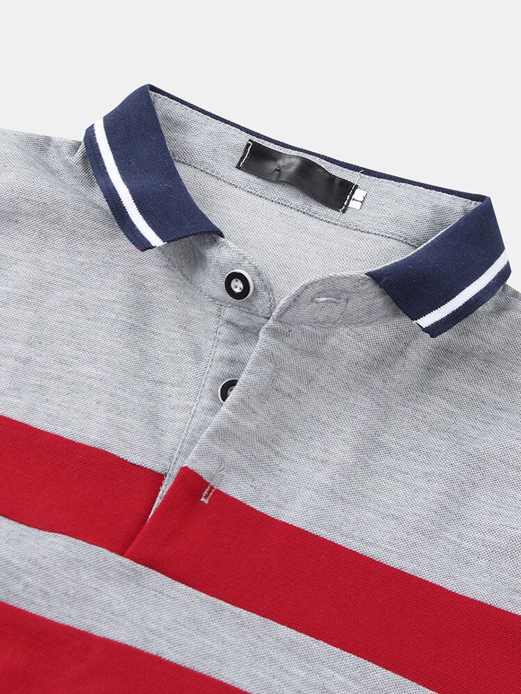 Camisas De Golf Casuales Con Botones Abiertos En Bloque De Color Para Hombre