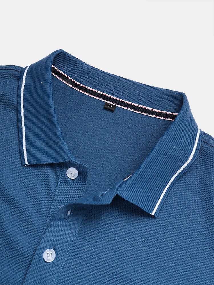 Camisas De Golf Con Cierre De Botón De Color Sólido De Algodón De Negocios Para Hombre