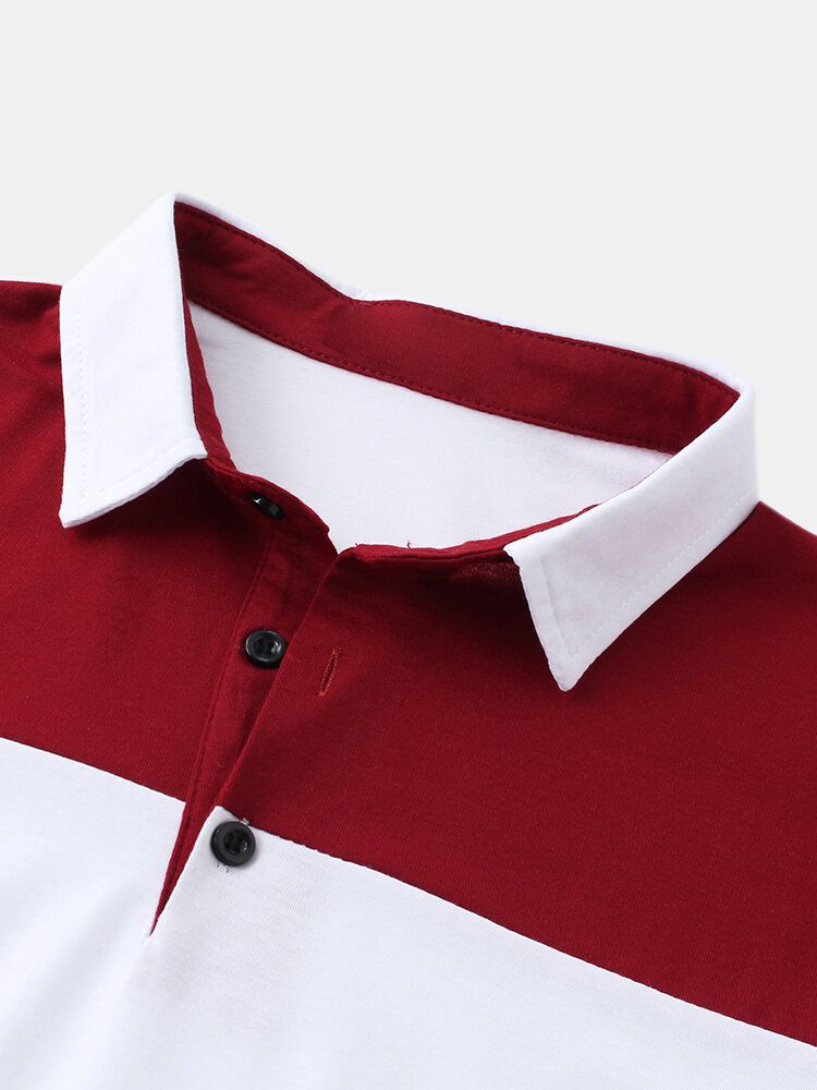 Camisas De Golf Deportivas Informales De Manga Corta Con Bloques De Color Para Hombre