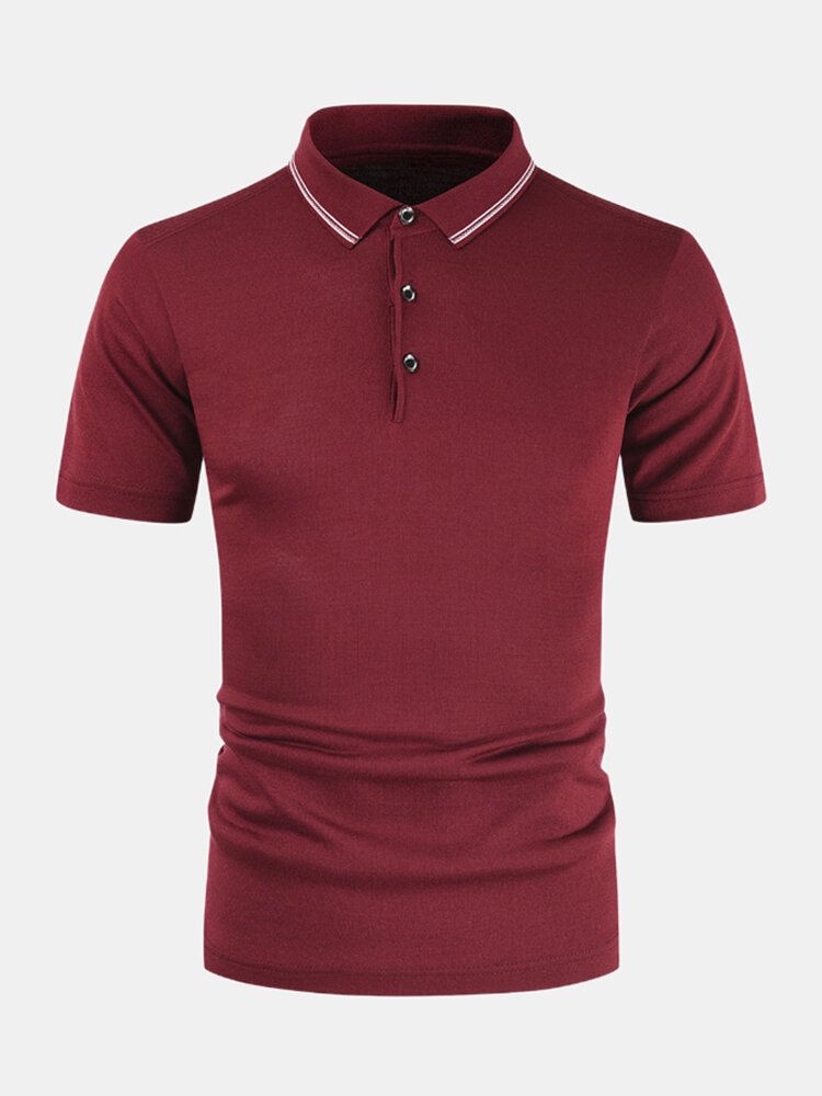 Camisas De Golf Informales Medio Abiertas Transpirables Con Cuello Plegable De Color Sólido Para Hombre