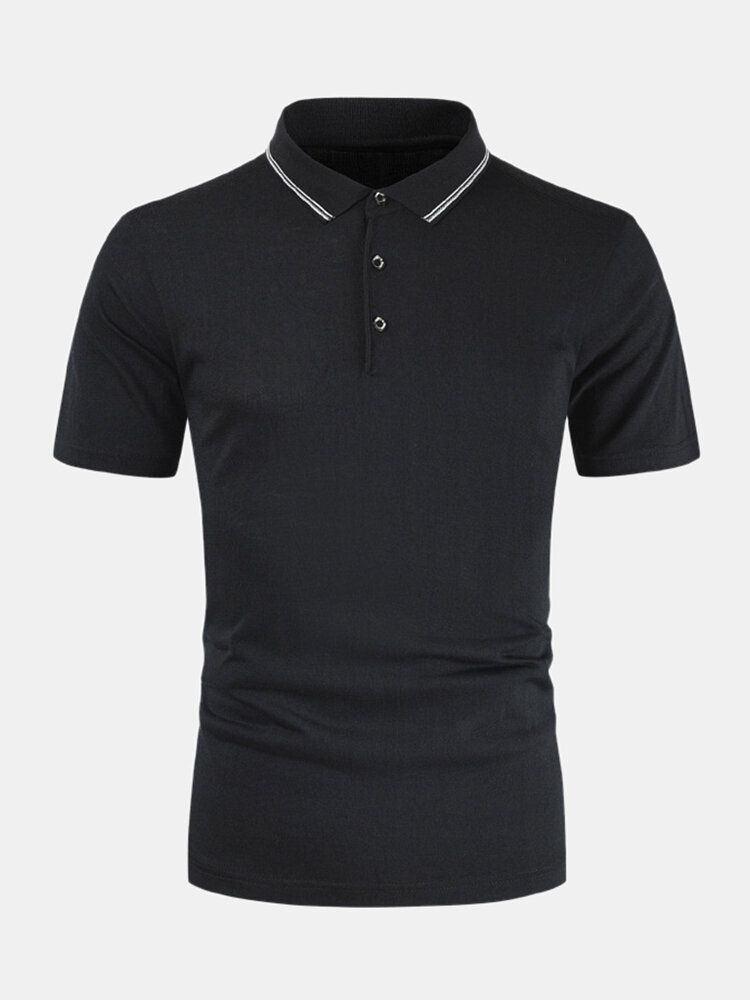 Camisas De Golf Informales Medio Abiertas Transpirables Con Cuello Plegable De Color Sólido Para Hombre