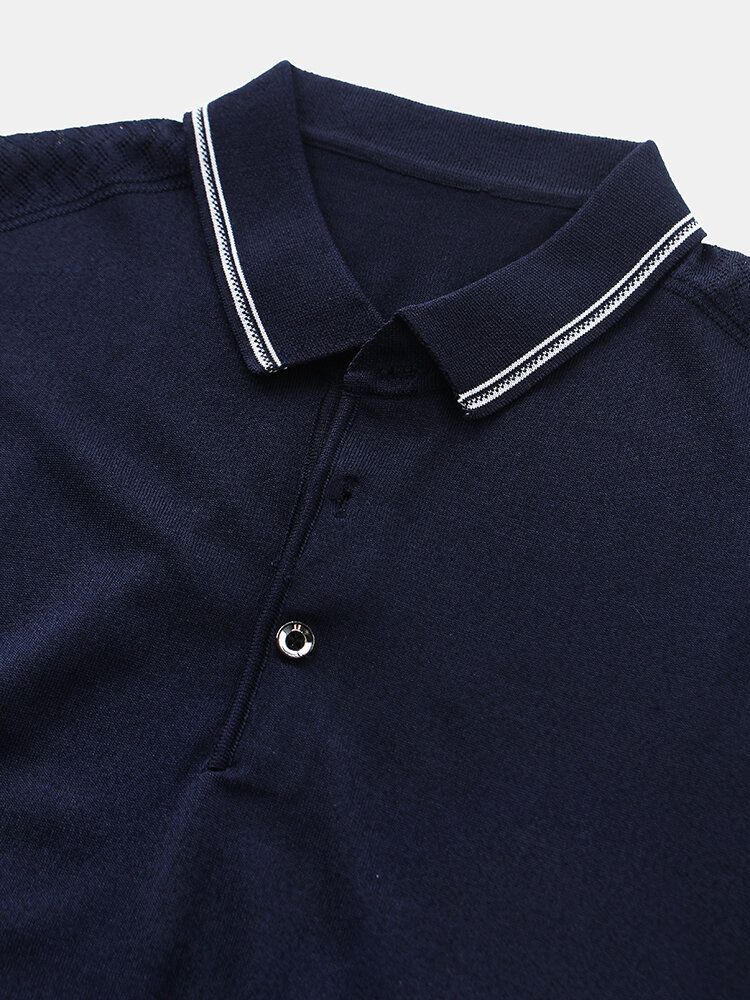 Camisas De Golf Informales Medio Abiertas Transpirables Con Cuello Plegable De Color Sólido Para Hombre