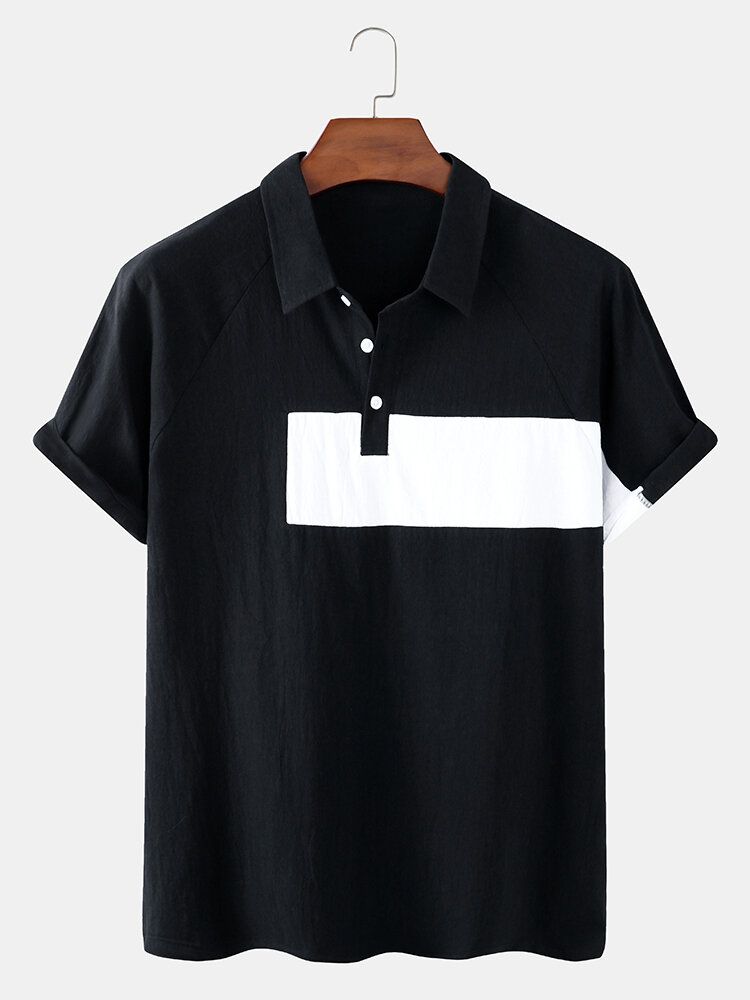 Camisas De Golf De Manga Corta Casuales De Bloque De Color De Algodón Para Hombre