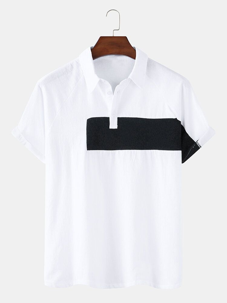 Camisas De Golf De Manga Corta Casuales De Bloque De Color De Algodón Para Hombre