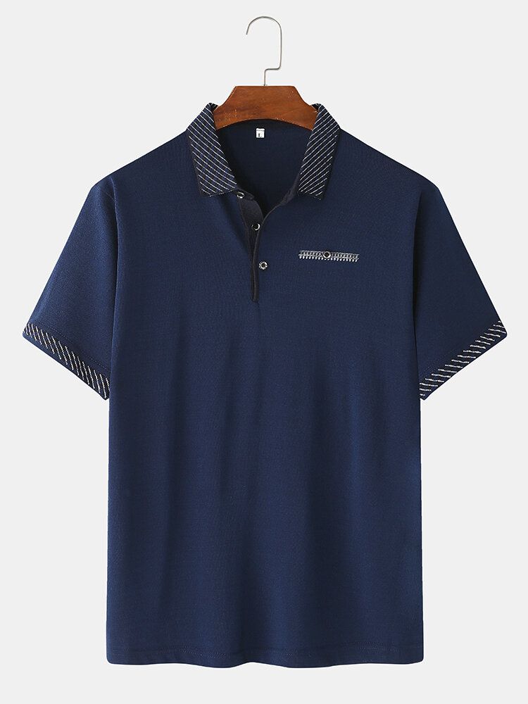 Camisas De Golf De Manga Corta Con Botones Abiertos Y Cuello Vuelto De Color Sólido Informal Para Hombre