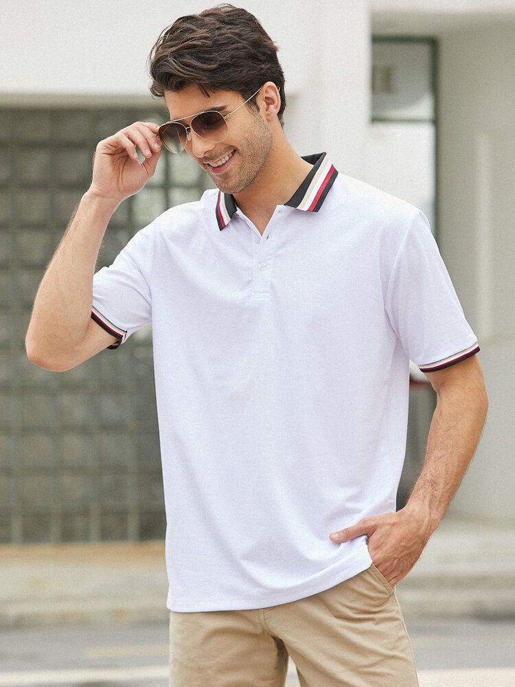 Camisas De Golf De Negocios Con Cierre De Botón De Color Sólido Informal Para Hombre