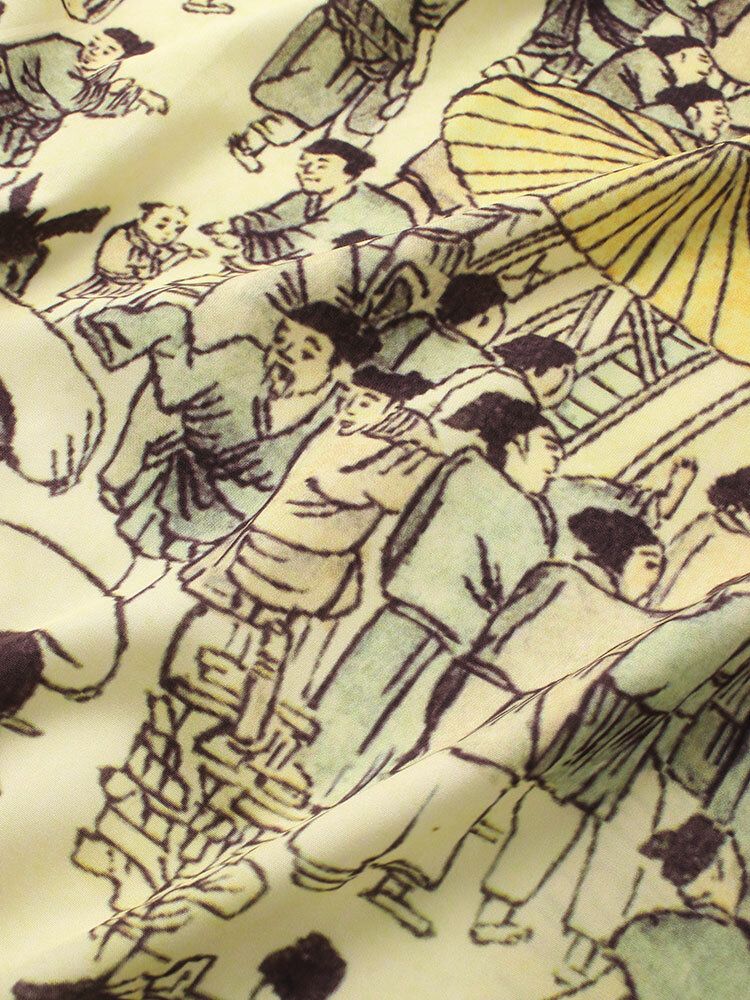 Camisa De Manga Tres Cuartos De Estilo Japonés De Estilo Étnico Para Hombre