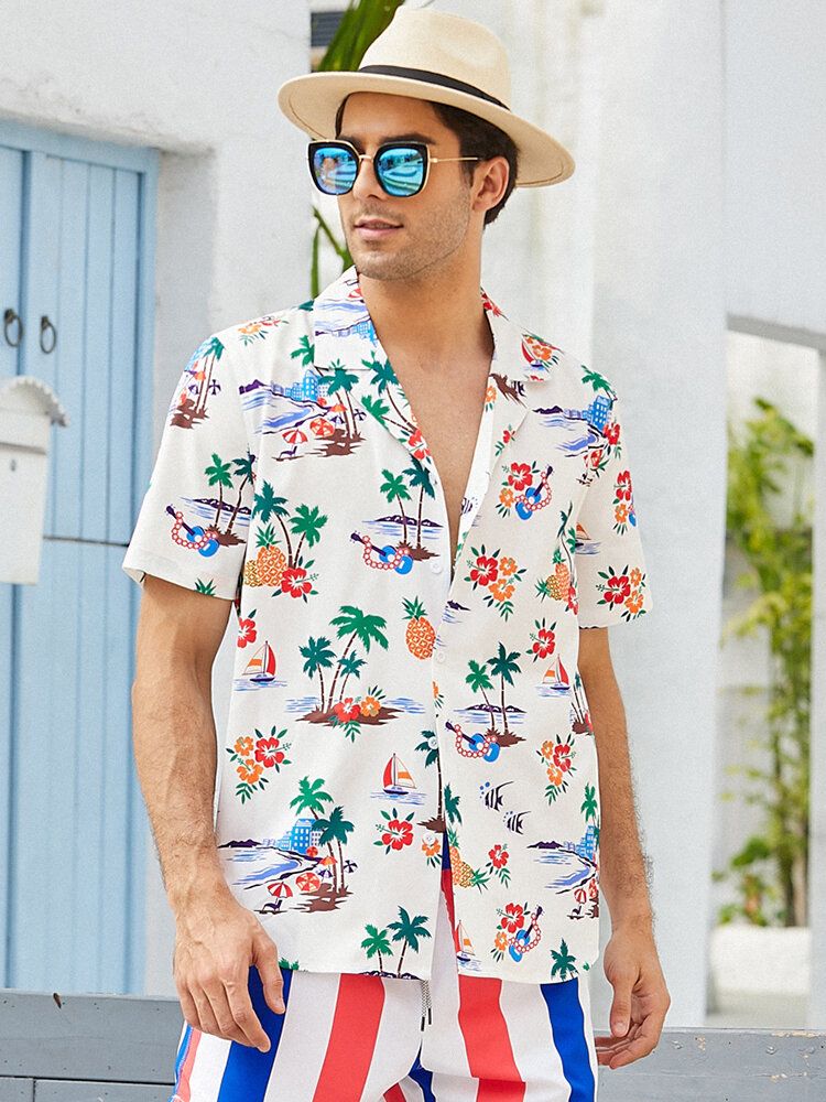 Camisas Casuales Braethable Con Estampado De Dibujos Animados De Vacaciones De Moda Para Hombre