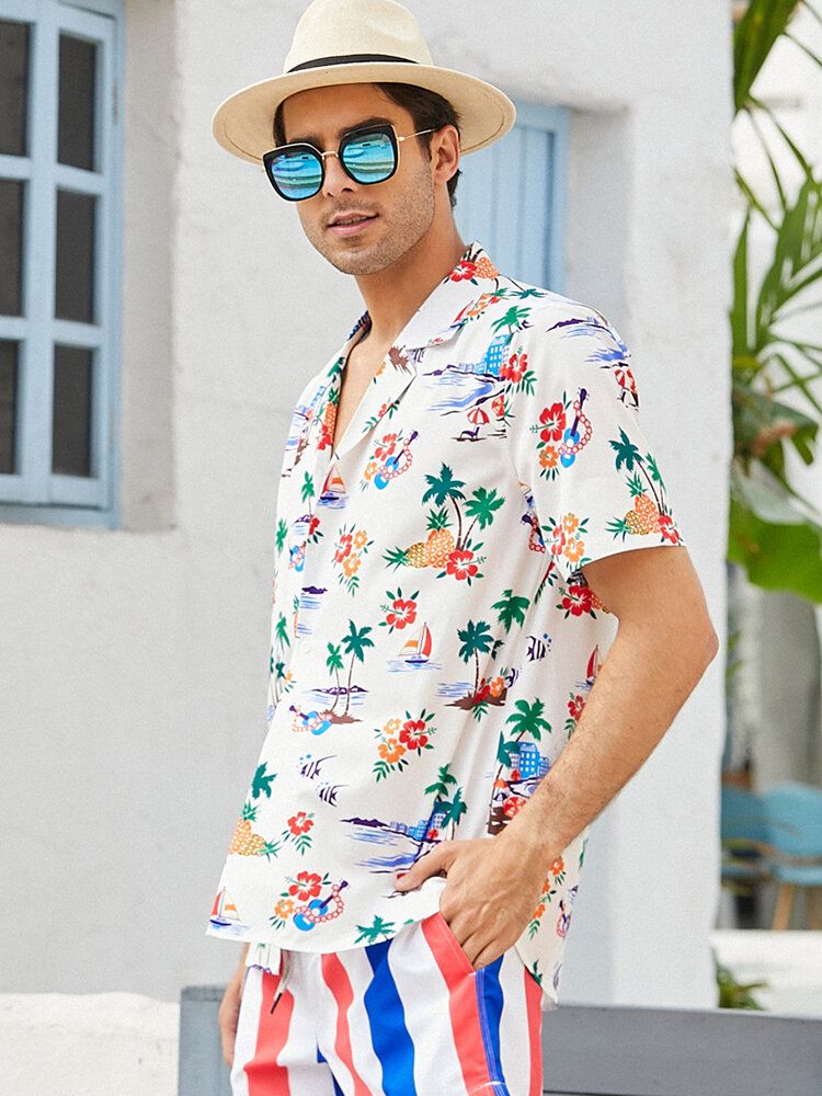 Camisas Casuales Braethable Con Estampado De Dibujos Animados De Vacaciones De Moda Para Hombre