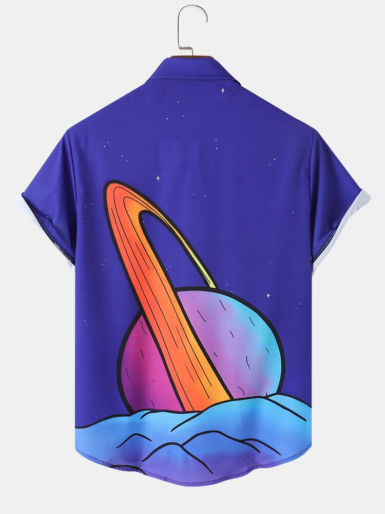 Camisas Casuales Con Diseño De Toro Espacial Divertido Para Hombre