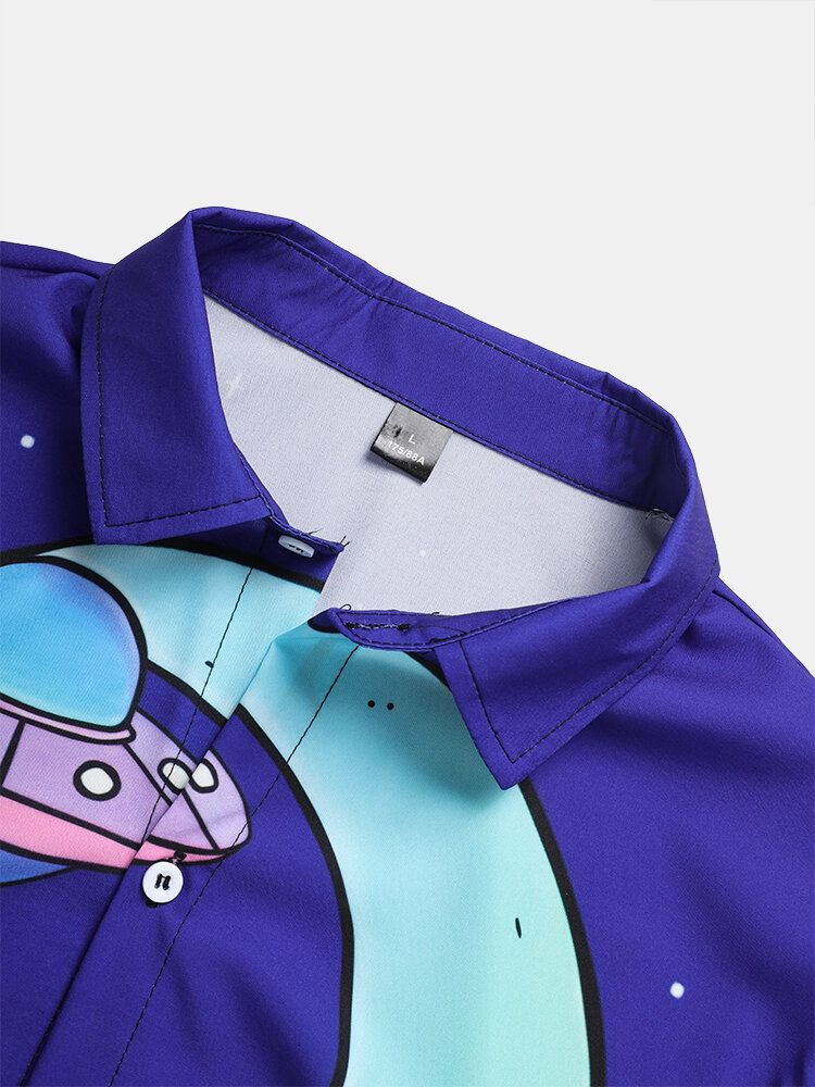 Camisas Casuales Con Diseño De Toro Espacial Divertido Para Hombre