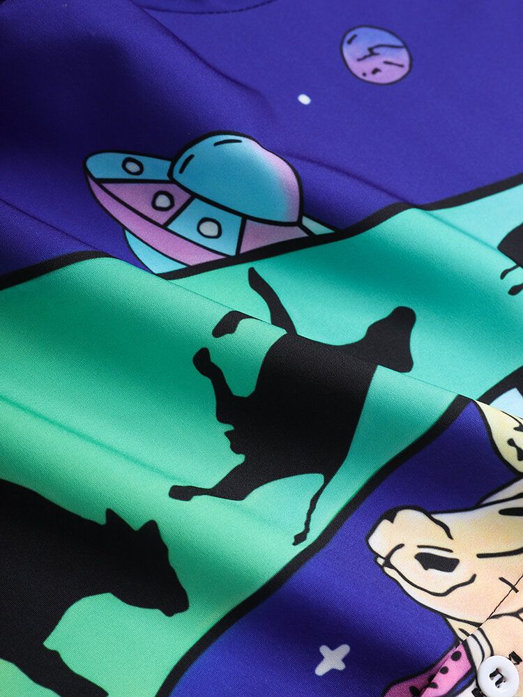 Camisas Casuales Con Diseño De Toro Espacial Divertido Para Hombre