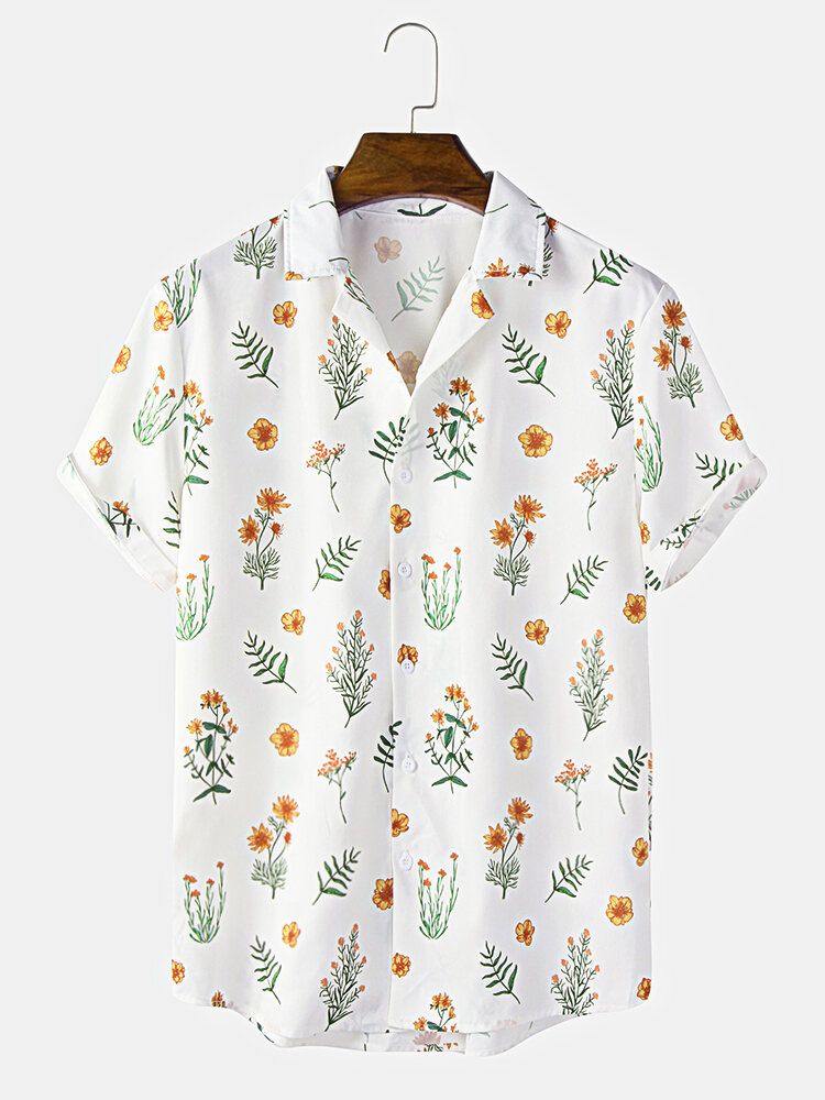 Camisas Casuales Con Estampado De Flores Navideñas Para Hombre