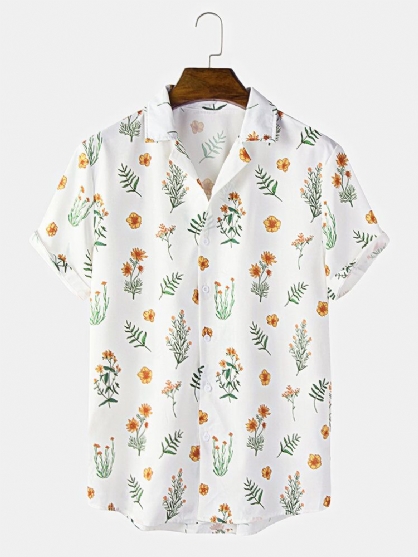 Camisas Casuales Con Estampado De Flores Navideñas Para Hombre