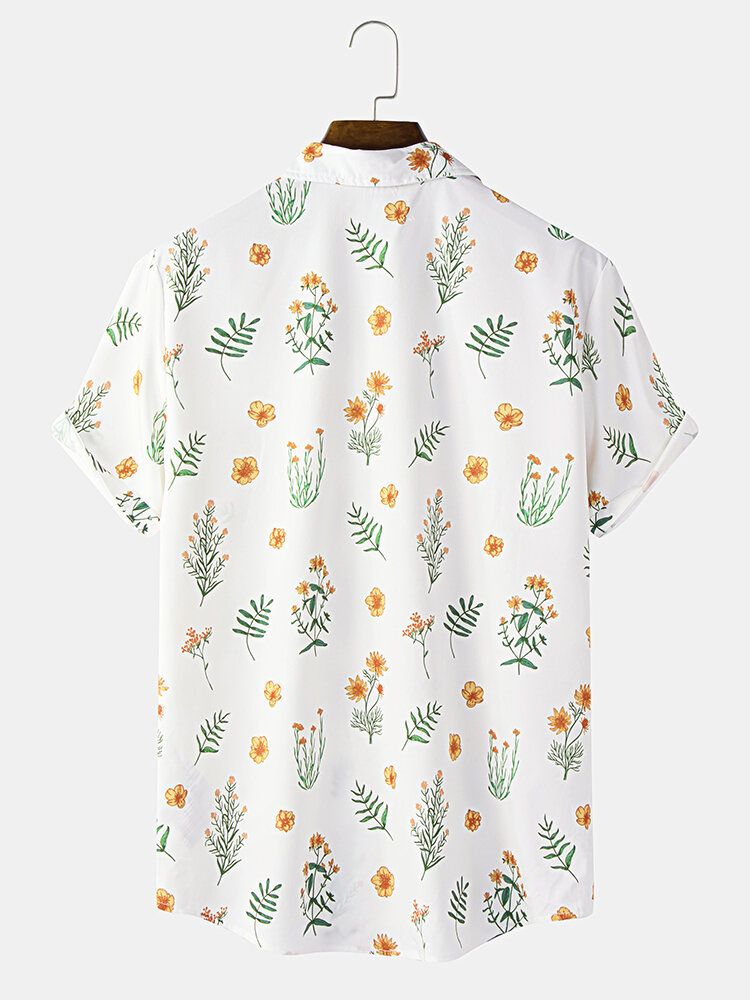 Camisas Casuales Con Estampado De Flores Navideñas Para Hombre