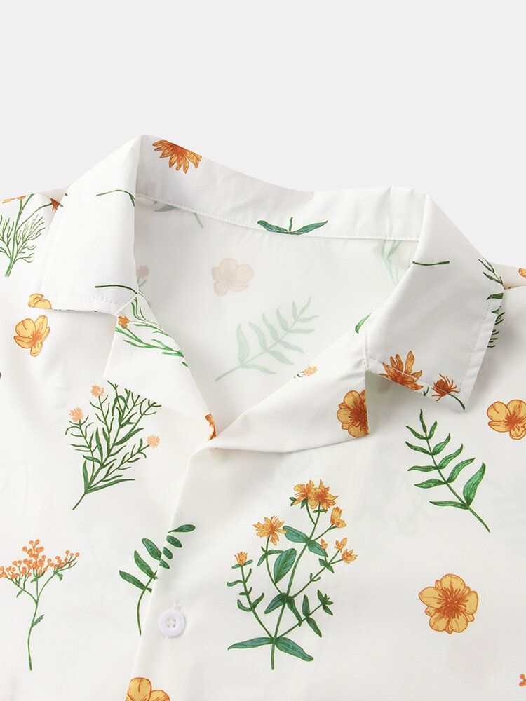 Camisas Casuales Con Estampado De Flores Navideñas Para Hombre