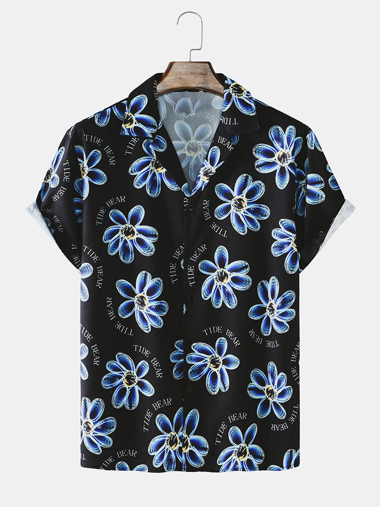 Camisas Casuales Con Estampado De Flores Navideñas Para Hombre