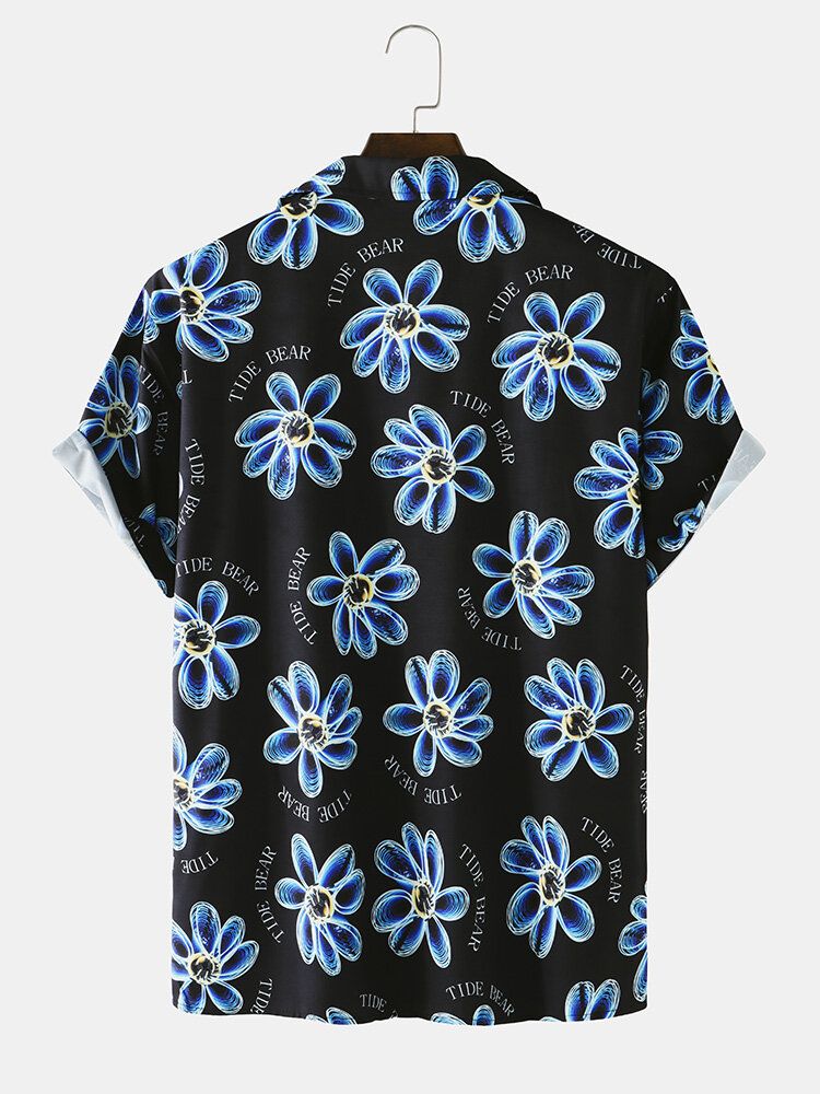 Camisas Casuales Con Estampado De Flores Navideñas Para Hombre