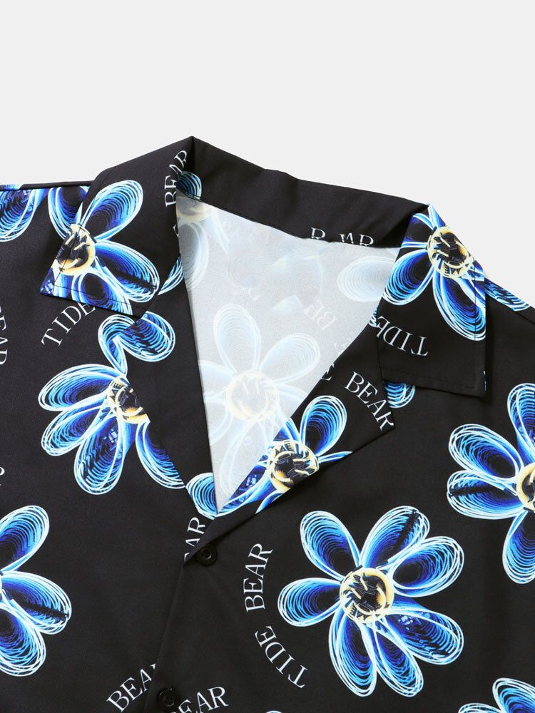 Camisas Casuales Con Estampado De Flores Navideñas Para Hombre