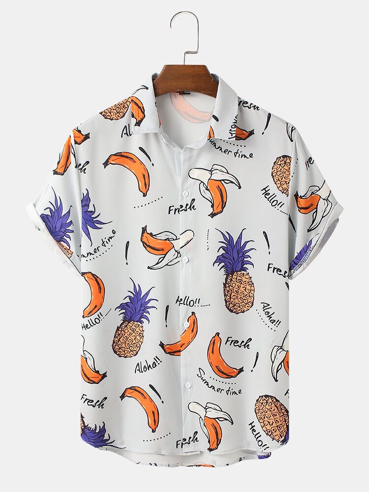 Camisas Casuales Con Estampado De Frutas Casuales Para Hombre