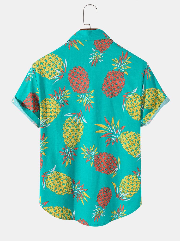 Camisas Casuales Con Estampado De Piña Tropical Para Hombre