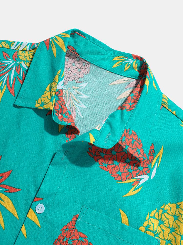 Camisas Casuales Con Estampado De Piña Tropical Para Hombre