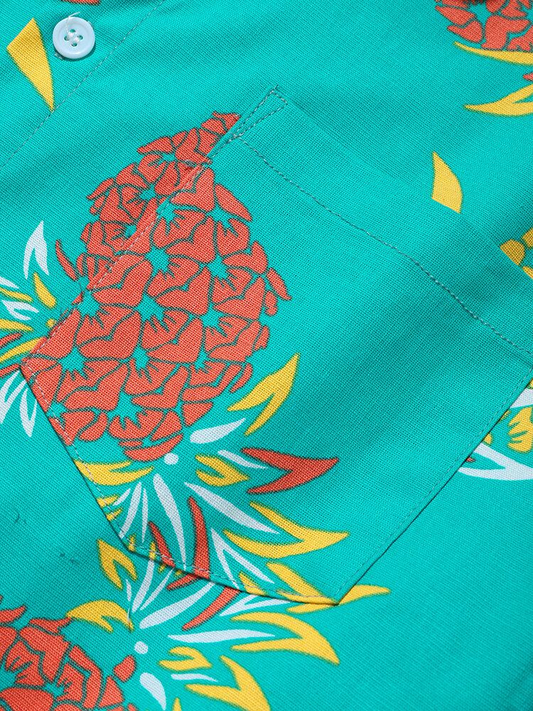 Camisas Casuales Con Estampado De Piña Tropical Para Hombre