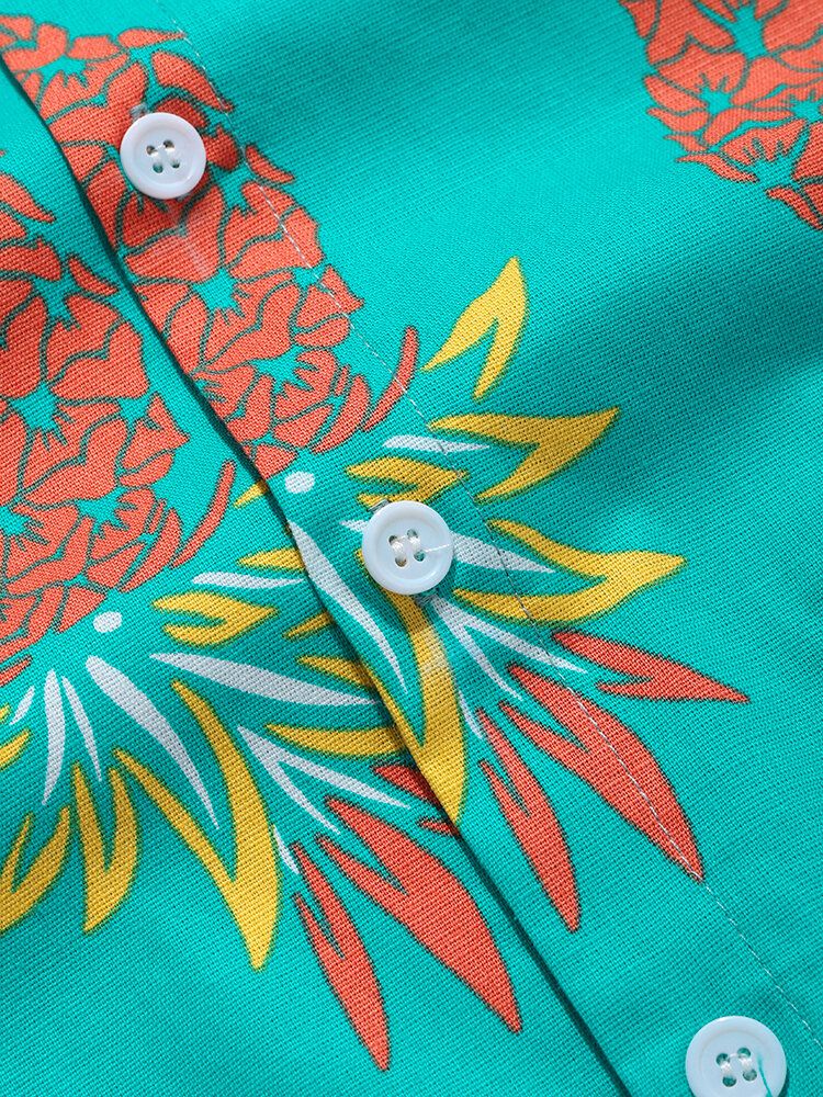 Camisas Casuales Con Estampado De Piña Tropical Para Hombre