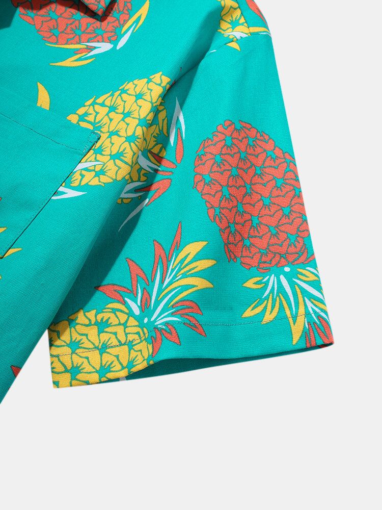 Camisas Casuales Con Estampado De Piña Tropical Para Hombre