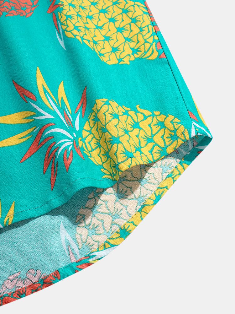 Camisas Casuales Con Estampado De Piña Tropical Para Hombre