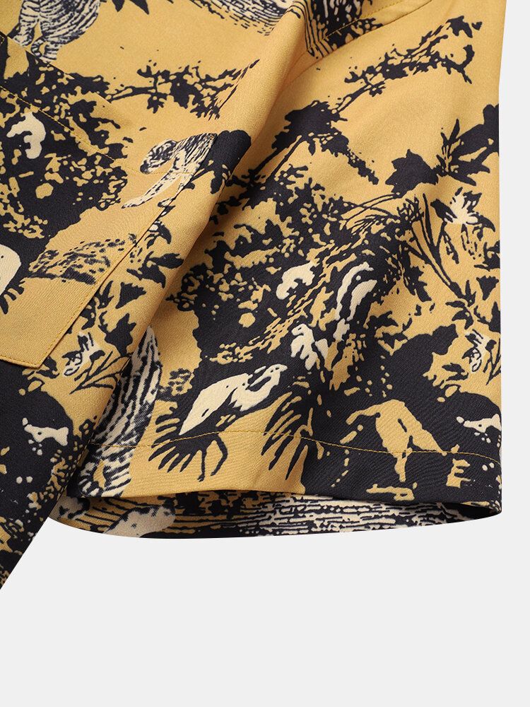 Camisas Casuales Con Estampado De Tigre Estilo Jungla Para Hombre