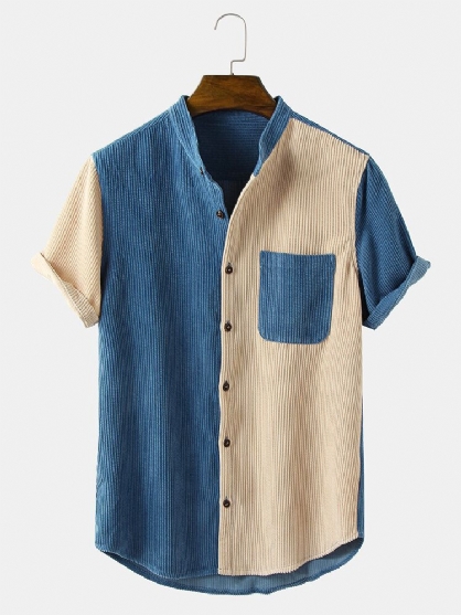 Camisas Casuales De Cuello Alto De Pana Vintage Para Hombre