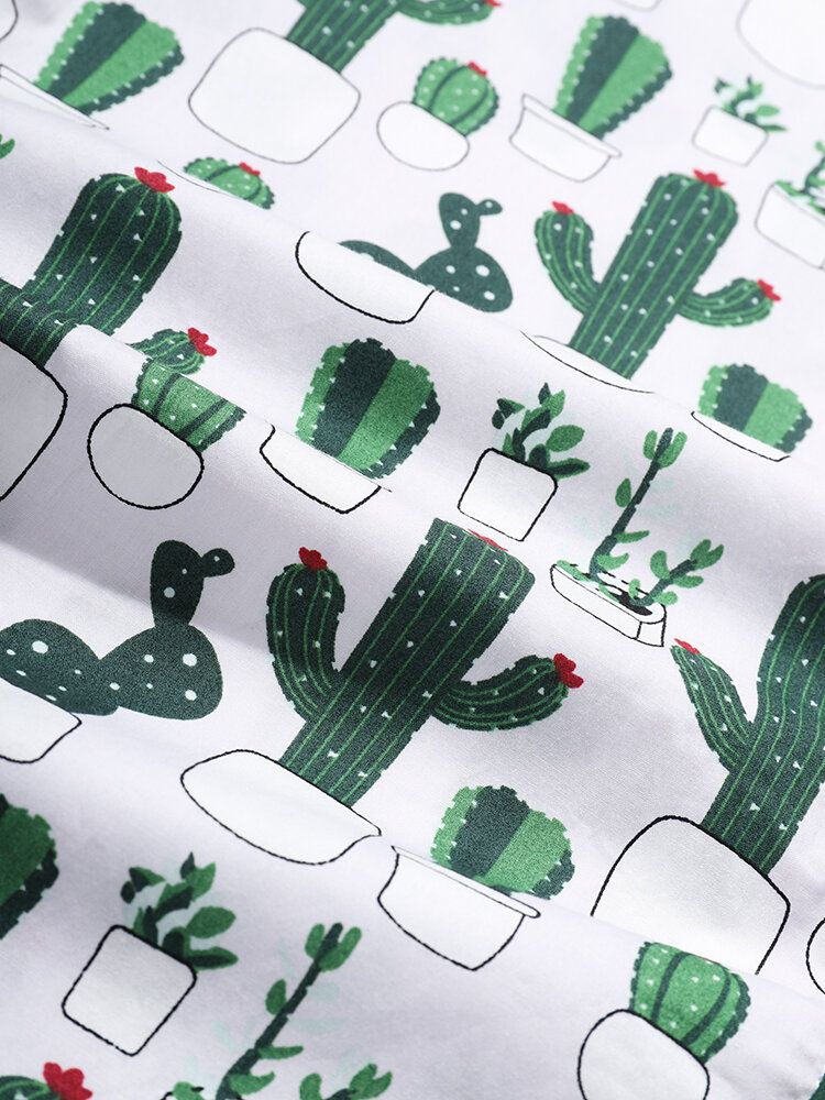 Camisas Casuales De Dibujos Animados De Cactus De Algodón 100% Para Hombre