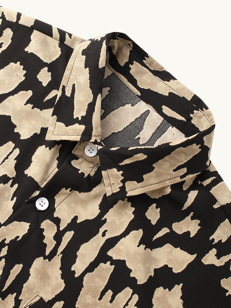 Camisas Casuales Estilo Leopardo De Vacaciones Para Hombre