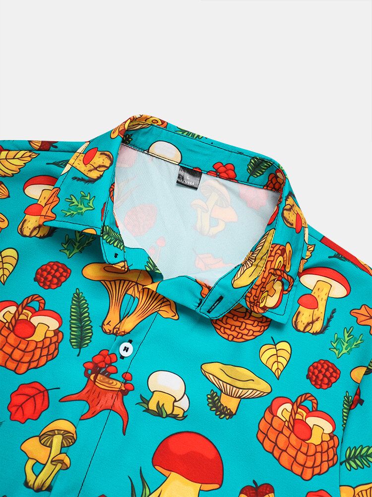 Camisas Casuales De Hongos Con Múltiples Patrones Divertidos De Vacaciones Para Hombre