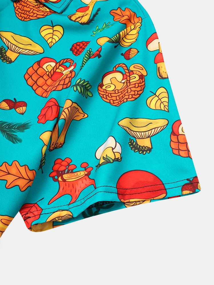 Camisas Casuales De Hongos Con Múltiples Patrones Divertidos De Vacaciones Para Hombre