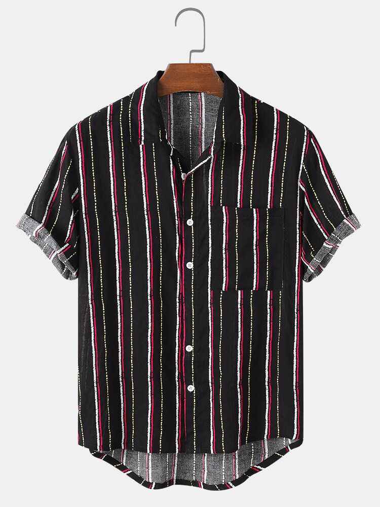 Camisas Casuales De Manga Corta 100% Algodón Transpirable Vintage Para Hombre